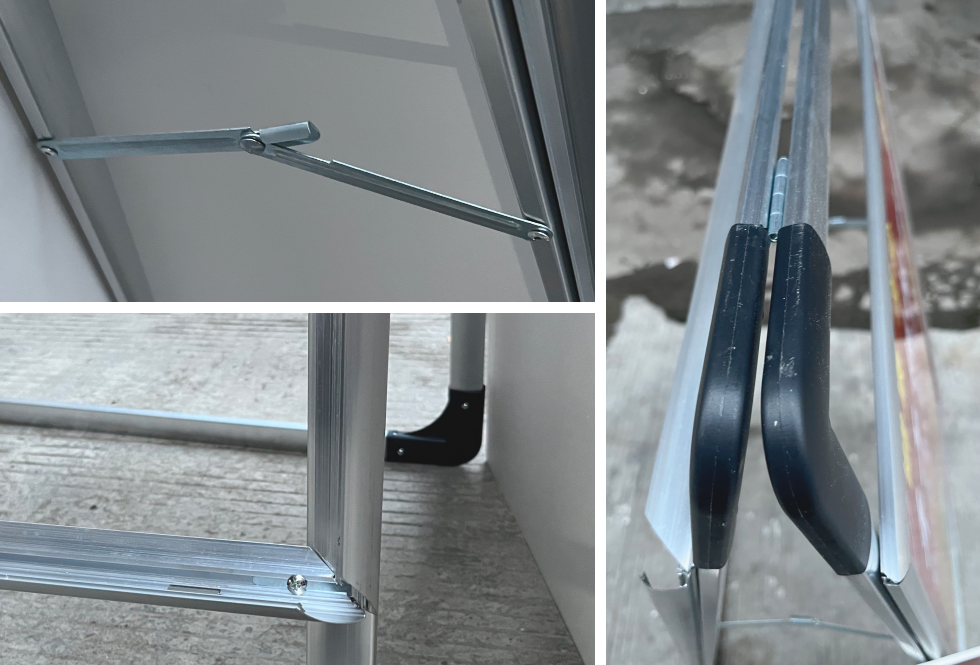 铝合金双面手提海报架细节