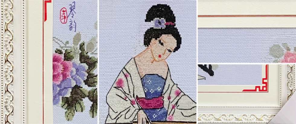 美女抚琴图天姿国色琴韵局部效果