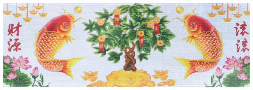 财源滚滚招财树画芯展示